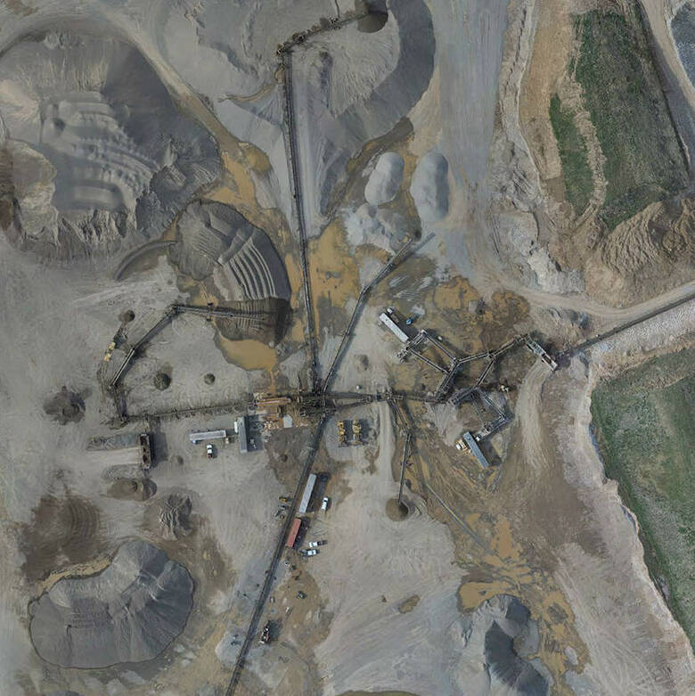 aerial view of a gravel pit operation